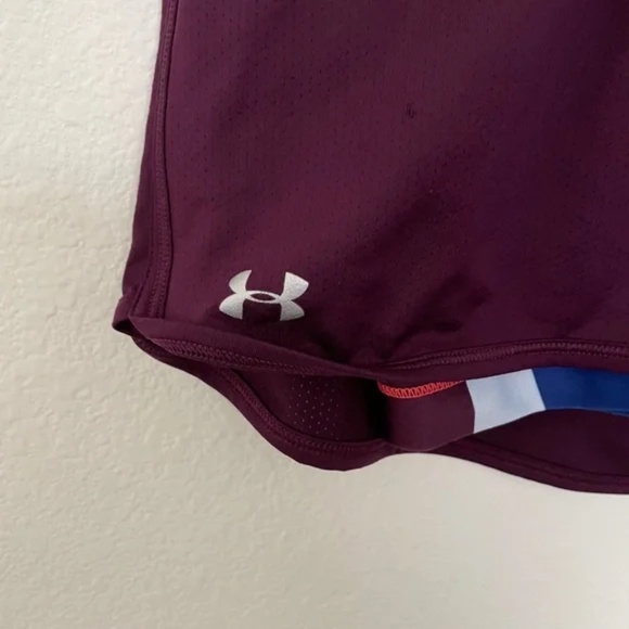Under Armour Women’s Running Shorts Size Large Maroon Activewear - Picture 2 of 5